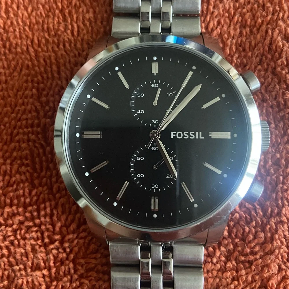 Fossil Black Dial Silver Band Watch - Picture 2 of 6